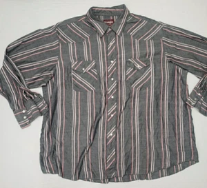 Vintage Wrangler Big Man 2X Pearl Snap Cowboy Shirt Gray/Red/White Plaid - Picture 1 of 8