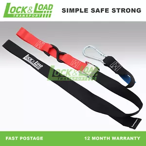 LOCK & LOAD RED & BLACK 38mm MOTORCYCLE TIE DOWN STRAPS PAIR GAS GAS HONDA RED - Picture 1 of 7