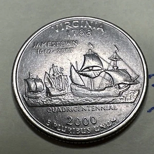 2000 D Virginia Statehood Quarter Circulated 25C 7738N - Picture 1 of 3