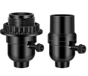 2x E27 Lampenfassung Mit Turnknopf Ein/Aus-Schalter Lampensockel Lichthalter - Bild 1 von 12