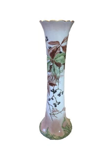 Jarrón americano grande de porcelana fina pintado a mano firmado por Beleek Willets 1903 - Imagen 1 de 11
