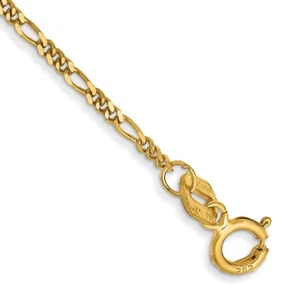 Real 14K Yellow Gold 1.25mm Flat Figaro Pendant Chain Chain Bracelet; 6 inch - Picture 1 of 3