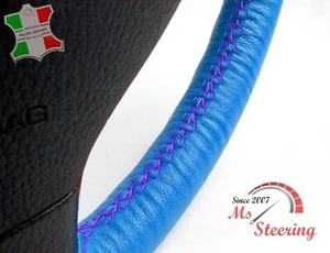 FUR SCION TC 11-16 BLAU LEDER-LENKRADABDECKUNG, LILA 2 STIT - Bild 1 von 9