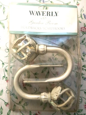 Juego de 2 ganchos para bufanda Waverly para cortina habitación de jardín crema nuevo sellado Foto 1 de 3