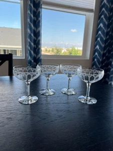 Set of 4 Champagne Tall Sherbet Coupe Glasses Antique HC Fry DE 103 - Picture 1 of 6