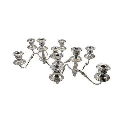 2 accesorios de candelabro enchapados en plata 5 brazos con tablas Foto 1 de 4