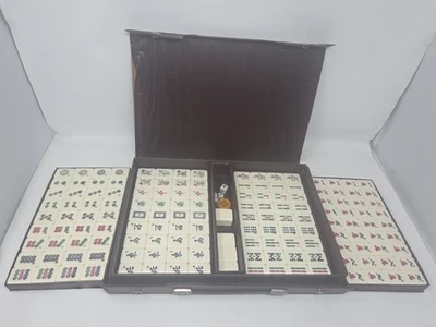 Chinese Mahjong Set Traditional 144 Tiles Mah-Jong Game Set with Case Box - Image 1 of 4