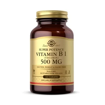 Solgar Vitamina B1 (Tiamina) 500 mg, 100 Comprimidos - Metabolismo Energético, Saludable Foto 1 de 4