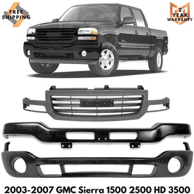 Front Bumper Paintable & Grille Kit For 2003-2007 GMC Sierra 1500 2500 HD - Image 1 of 4