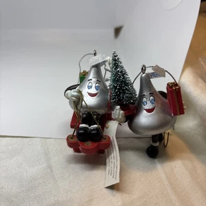 2 Hershey's Chocolate Kiss Christmas Ornaments Decor Hershey 2001 Sled Holiday - Picture 1 of 10