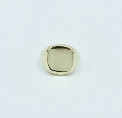 Anillo de sello grande brillante real sólido de oro amarillo de 10K todos los tamaños Foto 1 de 4