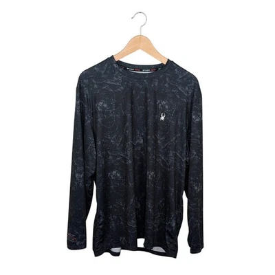 Protector contra erupciones Spyder Swim para hombre grande manga larga 50+ UPF secado rápido negro gris Foto 1 de 4