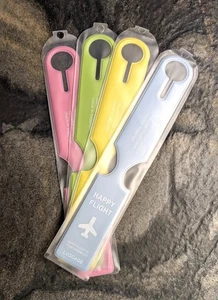 Happy Flight luggage tags set of 4 Bright colors ~ unique - Picture 1 of 5