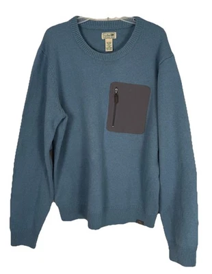 LL Bean Mens Maine Guide Sweater Blue 100% Merino Lamb’s Wool Commando Large - Image 1 of 4