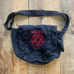 HIM Heartagram Messenger Shoulder Bag - Black - Embroidered - Bioworld 2006 - Picture 1 of 13