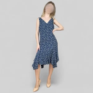 Polo Ralph Lauren Women’s Blue Silk Floral Pattern Tank Dress – Size 8US / 12UK - Picture 1 of 15