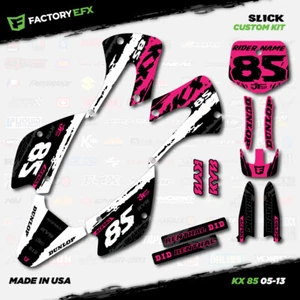 White & Pink Slick Racing Graphics Kit fits Kx85 05-13 Plates Kx 85 2005-2013 - Picture 1 of 5