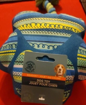 Dog Toy Dog's Paw Print Squeaky Colorful Rope Squeaks Throw Doggy Squeaking Dogs - Image 1 of 4