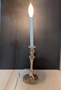 Silver-Plated Candlestick Table Lamp electric 17" - Picture 1 of 14