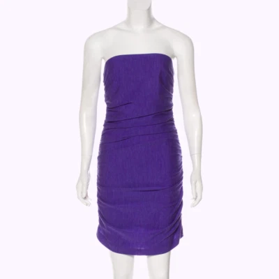 HALSTON HERITAGE Violet Wool Strapless Dress - Image 1 of 4