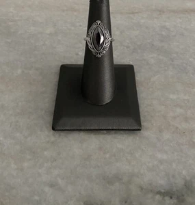 Vintage Avon 1977 Marquise Cut Silver Plate Hematite Shadowplay Ring Sz 5.5 - Picture 1 of 6