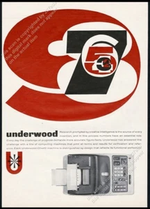 Olivetti Underwood 1961 calculadora números de fotos diseño gráfico moderno anuncio impreso - Imagen 1 de 7