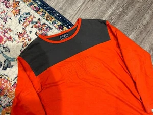 VINTAGE Ralph Lauren Polo Sport Cotton Orange Football Jersey T Shirt Medium M - Picture 1 of 5