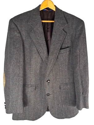 Mens VTG Pendleton Blazer W Suede Elbow Pads Brown Virgin Wool Herringbone 42 L - Image 1 of 4
