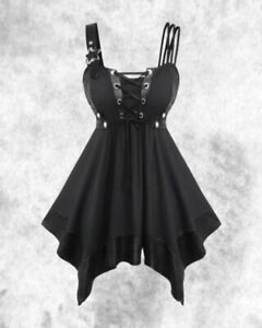 New Black Gothic Corset Star Buckle Strap Vest Camisole Top size 3XL 22 24 26