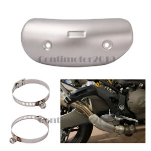 Universal Motorcycle Exhaust Pipe Guard Heat Shield Silver Cover 7.5x3 inch 