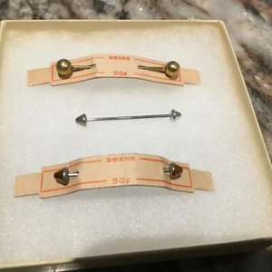 3 SWANK 1.5"- 1.75" Screw-on Ball Ends Vintage Collar Bars - Picture 1 of 4