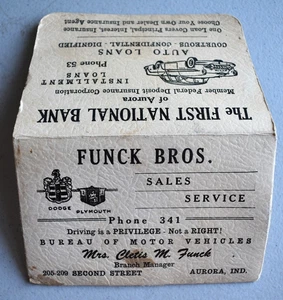 Aurora IN ~ Funck Bros Dodge Plymouth Dealership ~ 1950's Drivers License Holder - Picture 1 of 8