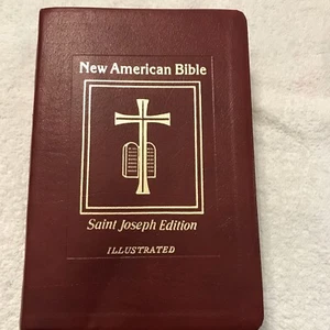New American Bible St Joseph Edition Revised Large Type Illustrated Maroon Cover - Picture 1 of 6