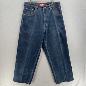 Southpole Jeans Mens 36x28 Blue Denim Baggy Wide Leg Skate Y2K Hemmed No Patches - Picture 1 of 9
