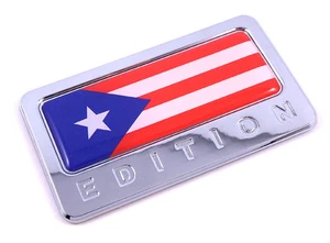 Puerto Rico Edition Chrome Emblem Puerto Rican flag 3D decal Car bike Badge - Bild 1 von 2