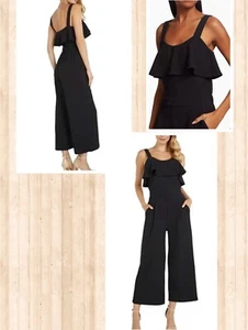 NWT JOIE Calypso Popover Wide-Leg Jumpsuit Black Size Large - Picture 1 of 9