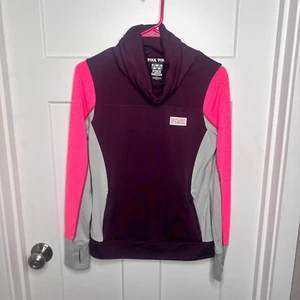 Victoria's Secret Pink Small Tri-Color Sweatshirt with Finger Holes -Neck Gaiter - Picture 1 of 8