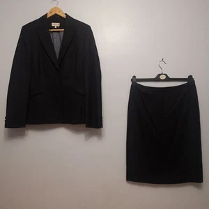  Austin Reed Women’s Wool Blend Navy Strippe Skirt 12/36 Jacket 16/40 Suit #A35S - Picture 1 of 22