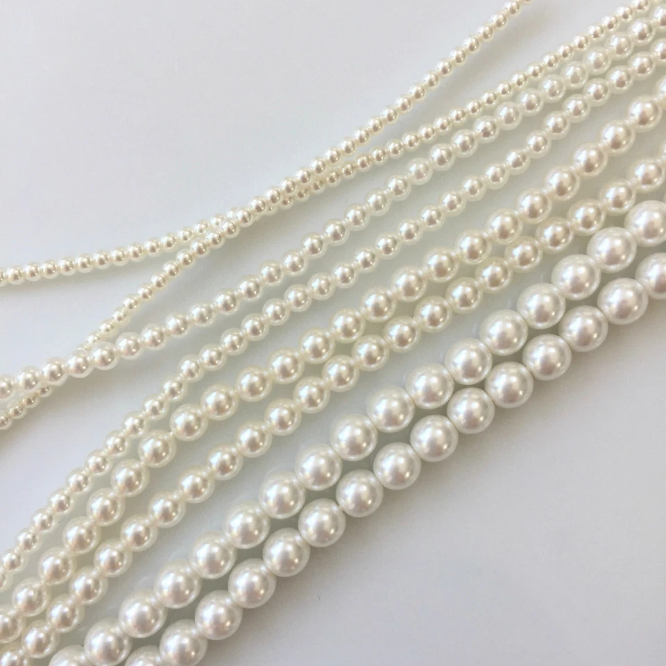  Pearl Beads, Czech Glass available in 2,3,4 + 5 mm. Off-White. Sewing/Wedding. - Image 1 of 1