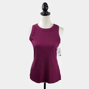 INC International Concepts Tank Top L Ribbed Neckholder Fitted Blackberry NEU - Bild 1 von 12