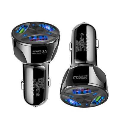 3Port USB Car Socket Phone Fast Charger 12V Cigarette Lighter Power Adapter Plug - Image 1 of 4