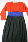 Vintage 80s Leslie Lucks Women 10 Red Black Long Sleeve A-Line Dress NWT A517