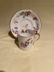 Vintage Royal Worcester Bone China Floral Espresso Coffee Can & Saucer Demitasse - Picture 1 of 8