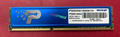 🔺Patriot 4GB PC3-12800 COMPUTER RAM MEMORY PSD34G160081H - Image 1 of 2