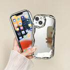 Plate Wavy Luxury Mirror Silver Hard Slim Phone Case Cover for iPhone 11 12 13+