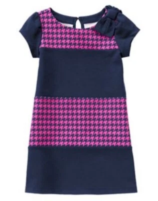 NUEVO CON ETIQUETAS VESTIDO GYMBOREE PAQUETE Y BRILLANTE PATA DE GALLO PONTE AZUL MARINO MAGENTA TALLA 6 Foto 1 de 3