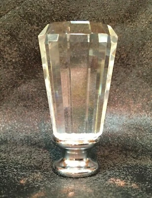 LITE ACCENTS Lamp Finial-FACETED PRISM Optic Crystal With Polished Chrome Base