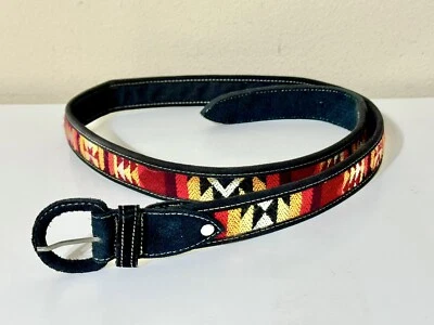 "Cinturón de cuero de gamuza tejido vintage suroeste boho azteca unisex 42-46"" textil" Foto 1 de 4