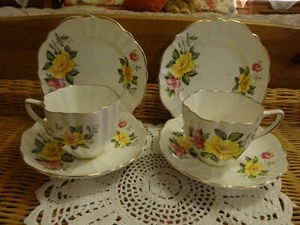 BONE CHINA Trio's x 2 Sampson Smith of Longton Old Royal "Impresionante" - Imagen 1 de 10