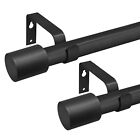 Augosta 2 Pack Black Curtain Rod Adjustable Heavy Duty Curtain Rods For Windo...